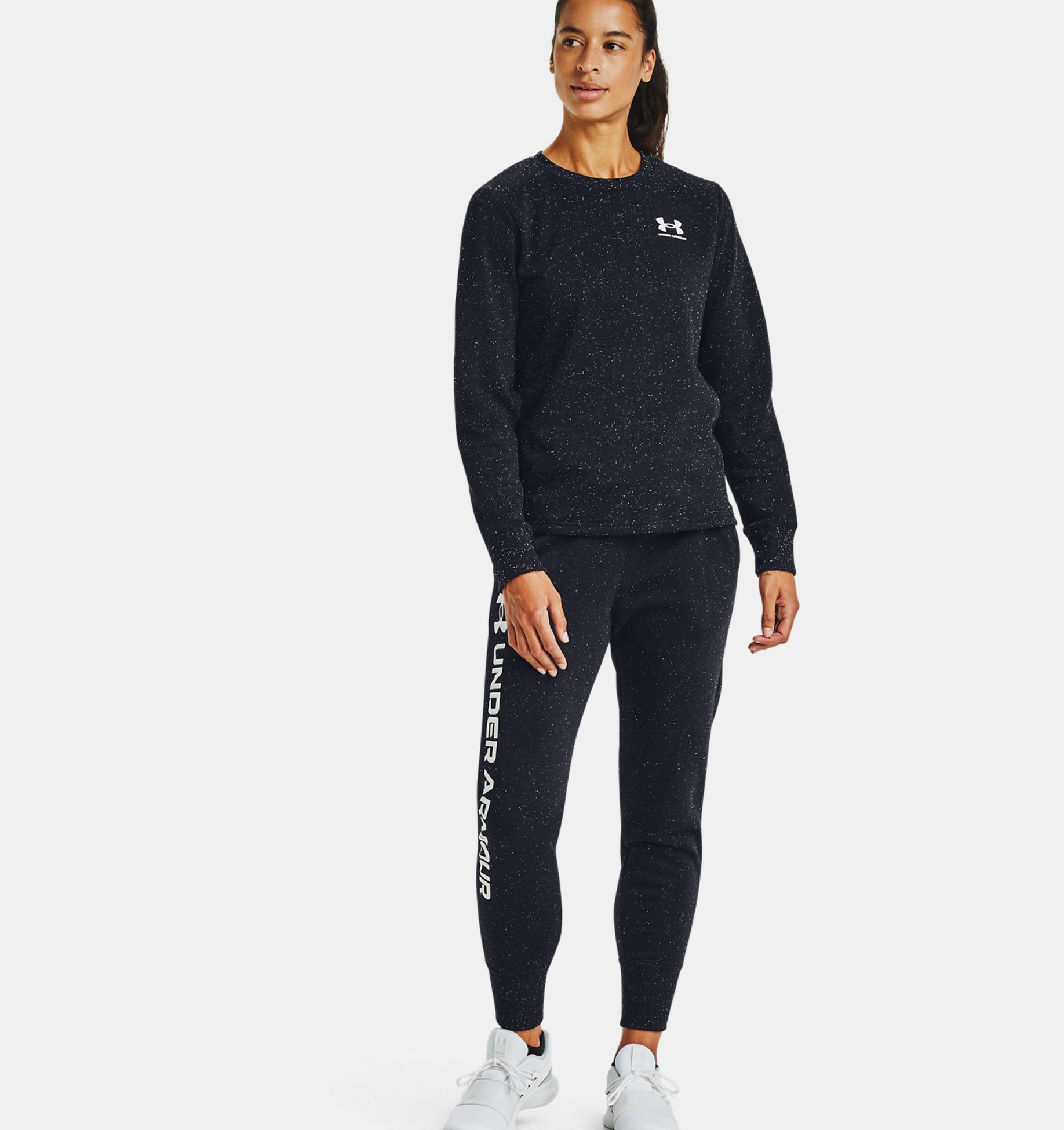 Under Armour Womens Rival Fleece Graphic Lc Crew Warm-up Top 